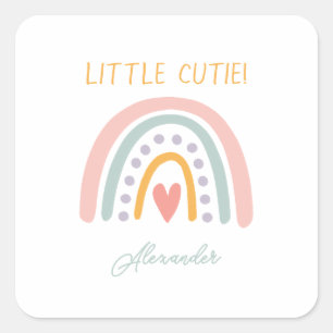 Farbenfrohe Rainbow Illustrative Baby Show Quadratischer Aufkleber