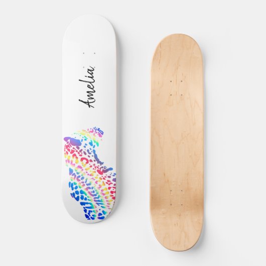 Farbenfrohe Rainbow Jaguar Skateboard (Vorderseite)