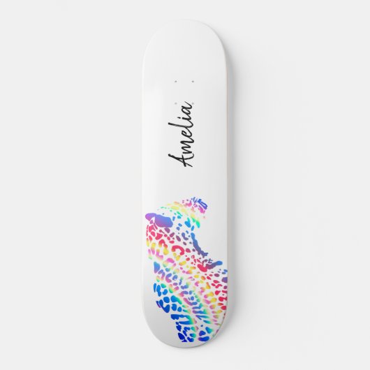 Farbenfrohe Rainbow Jaguar Skateboard (Vorderseite)