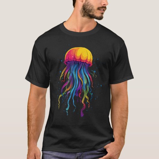 Farbenfrohe Rainbow Jellyfish Ocean Lovers Sea Cre T-Shirt (Vorderseite)