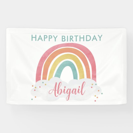 Farbenfrohe Rainbow-Kalligrafie-Kindergeburtstag Banner (Horizontal)