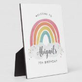 Farbenfrohe Rainbow-Kalligrafie-Kindergeburtstag Fotoplatte (Seite)