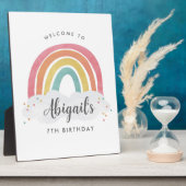 Farbenfrohe Rainbow-Kalligrafie-Kindergeburtstag Fotoplatte (Seite)