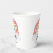 Farbenfrohe Rainbow-Kalligrafie-Kindergeburtstag Pappbecher (Links)