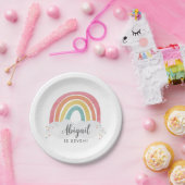 Farbenfrohe Rainbow-Kalligrafie-Kindergeburtstag Pappteller (Party)