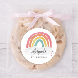Farbenfrohe Rainbow-Kalligrafie-Kindergeburtstag Runder Aufkleber