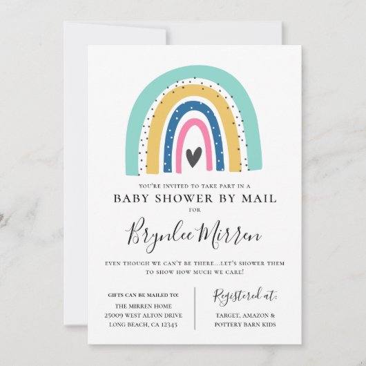 Farbenfrohe Rainbow-Kinderdusche per Mail Einladung (Vorderseite)