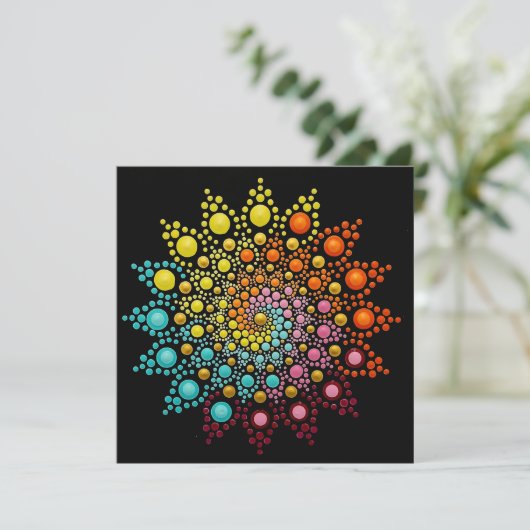 Farbenfrohe Rainbow Mandala Note Card Dankeskarte (Stehend Vorderseite)