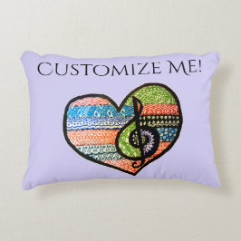 Farbenfrohe Rainbow Music Heart Doodle zum Anpasse Dekokissen