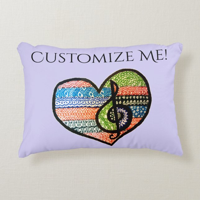 Farbenfrohe Rainbow Music Heart Doodle zum Anpasse Dekokissen (Vorderseite)