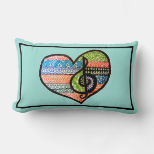 Farbenfrohe Rainbow Music Heart Doodle zum Anpasse Lendenkissen