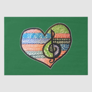 Farbenfrohe Rainbow Music Heart Doodle zum Anpasse Seidenpapier