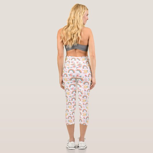 Farbenfrohe Rainbow-Muster Capri Leggings (Rückseite)