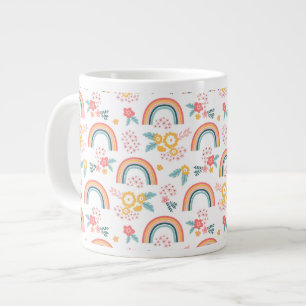 Farbenfrohe Rainbow-Muster Jumbo-Tasse