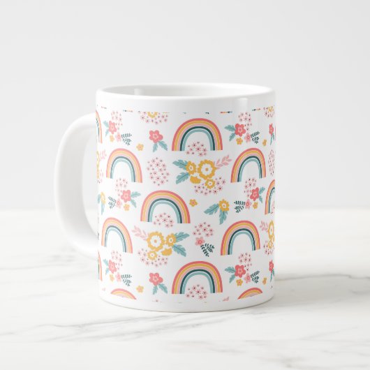 Farbenfrohe Rainbow-Muster Jumbo-Tasse (Vorderseite Links)