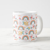 Farbenfrohe Rainbow-Muster Jumbo-Tasse (Vorderseite Rechts)