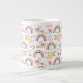 Farbenfrohe Rainbow-Muster Jumbo-Tasse (Vorderseite)