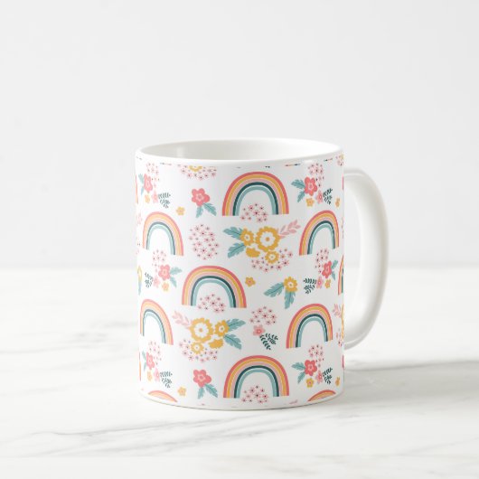Farbenfrohe Rainbow-Muster Kaffeetasse (VorderseiteRechts)