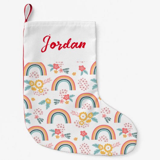 Farbenfrohe Rainbow-Muster Kleiner Weihnachtsstrumpf (Vorderseite)