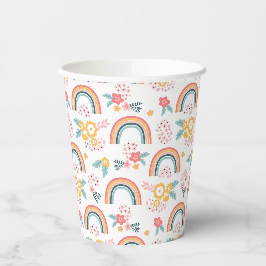 Farbenfrohe Rainbow-Muster Pappbecher (Links)