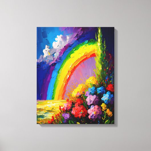 Farbenfrohe Rainbow Nature Scene Neo-Impressionism Leinwanddruck (Vorderseite)