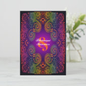 Farbenfrohe Rainbow Paisley Wedding Einladung 2 (Stehend Vorderseite)