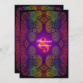 Farbenfrohe Rainbow Paisley Wedding Einladung 2 (Vorne/Hinten)