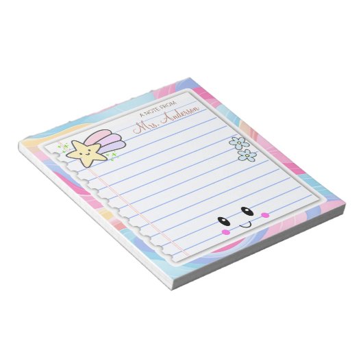 Farbenfrohe Rainbow Pastel Lehrer Wertschätzung Notizblock (angewinkelt)