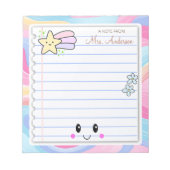 Farbenfrohe Rainbow Pastel Lehrer Wertschätzung Notizblock (Vorderseite)