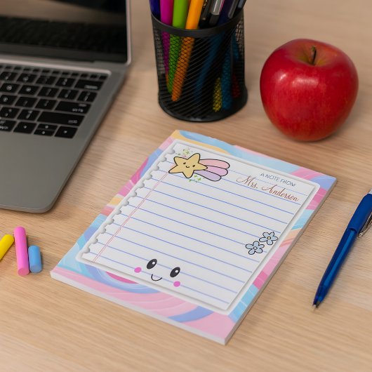 Farbenfrohe Rainbow Pastel Lehrer Wertschätzung Notizblock