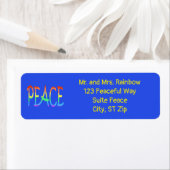 Farbenfrohe Rainbow Peace Word-Adressetiketten (Insitu)