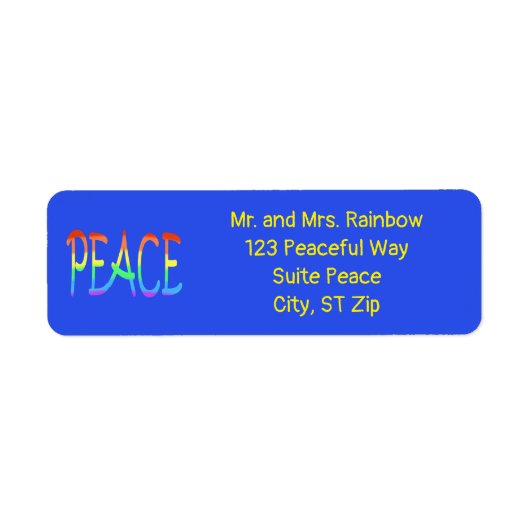 Farbenfrohe Rainbow Peace Word-Adressetiketten (Vorne)
