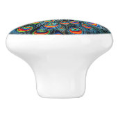 Farbenfrohe Rainbow Peacock Keramikknauf (Seitenansicht)