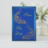 Farbenfrohe Rainbow Peacocks 75. Geburtstag Save The Date (Stehend Vorderseite)