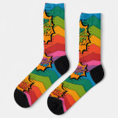 Farbenfrohe Rainbow Pitbull Dog Socken (Linkes Detail)