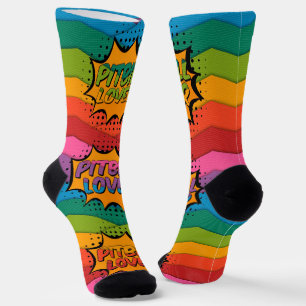 Farbenfrohe Rainbow Pitbull Dog Socken