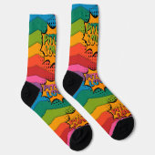 Farbenfrohe Rainbow Pitbull Dog Socken (Rechts)