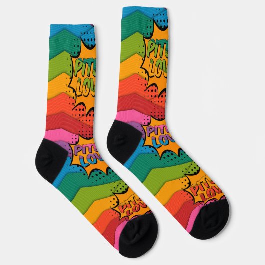 Farbenfrohe Rainbow Pitbull Dog Socken (Rechts)
