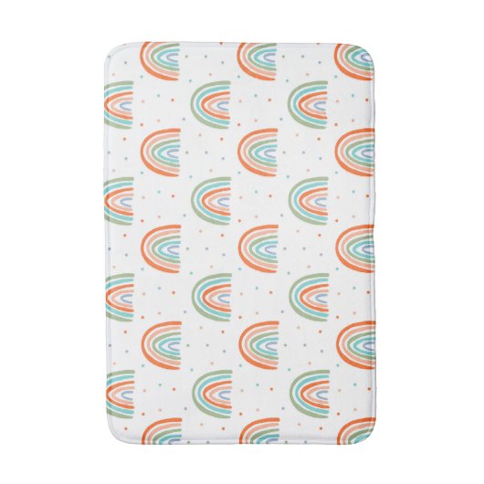 Farbenfrohe Rainbow Polka Dot Pattern Badematte (Vorderseite Vertikal)