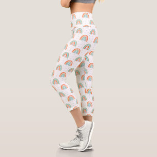 Farbenfrohe Rainbow Polka Dot Pattern Capri Leggings