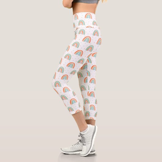 Farbenfrohe Rainbow Polka Dot Pattern Capri Leggings (Links)