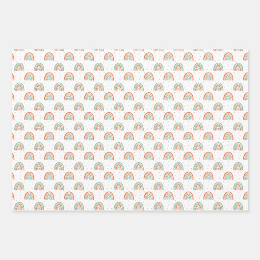Farbenfrohe Rainbow Polka Dot Pattern Geschenkpapier Set (Vorderseite 3)
