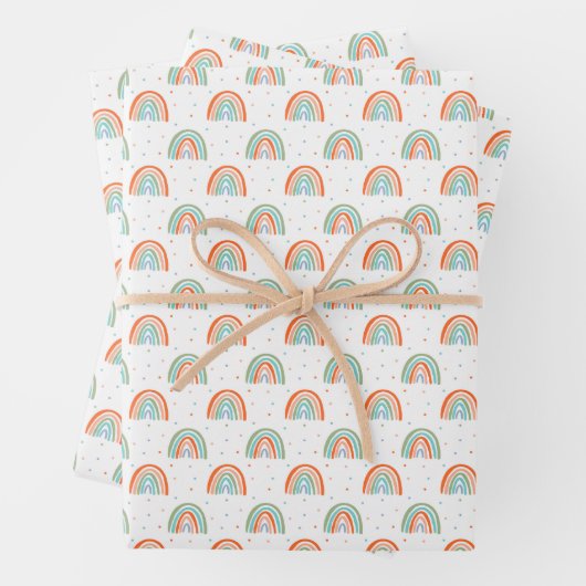 Farbenfrohe Rainbow Polka Dot Pattern Geschenkpapier Set (Beispiel)