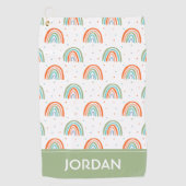 Farbenfrohe Rainbow Polka Dot Pattern Golfhandtuch (Vorderseite)
