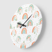 Farbenfrohe Rainbow Polka Dot Pattern Große Wanduhr (Winkel)