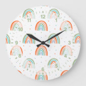 Farbenfrohe Rainbow Polka Dot Pattern Große Wanduhr (Vorderseite)
