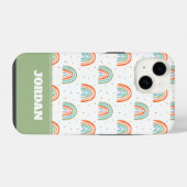 Farbenfrohe Rainbow Polka Dot Pattern iPhone Hülle (Rückseite (Horizontal))