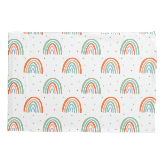 Farbenfrohe Rainbow Polka Dot Pattern Kissenbezug (Rückseite)