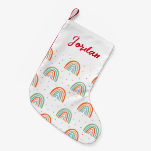 Farbenfrohe Rainbow Polka Dot Pattern Kleiner Weihnachtsstrumpf