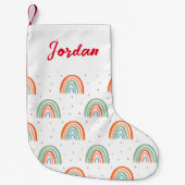 Farbenfrohe Rainbow Polka Dot Pattern Kleiner Weihnachtsstrumpf (Vorderseite)